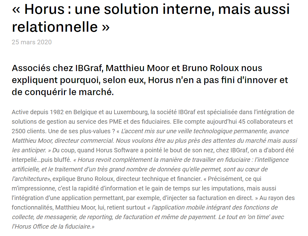 Interview IBGraf (Matthieu Moor et Bruno Roloux) pour Horus Software