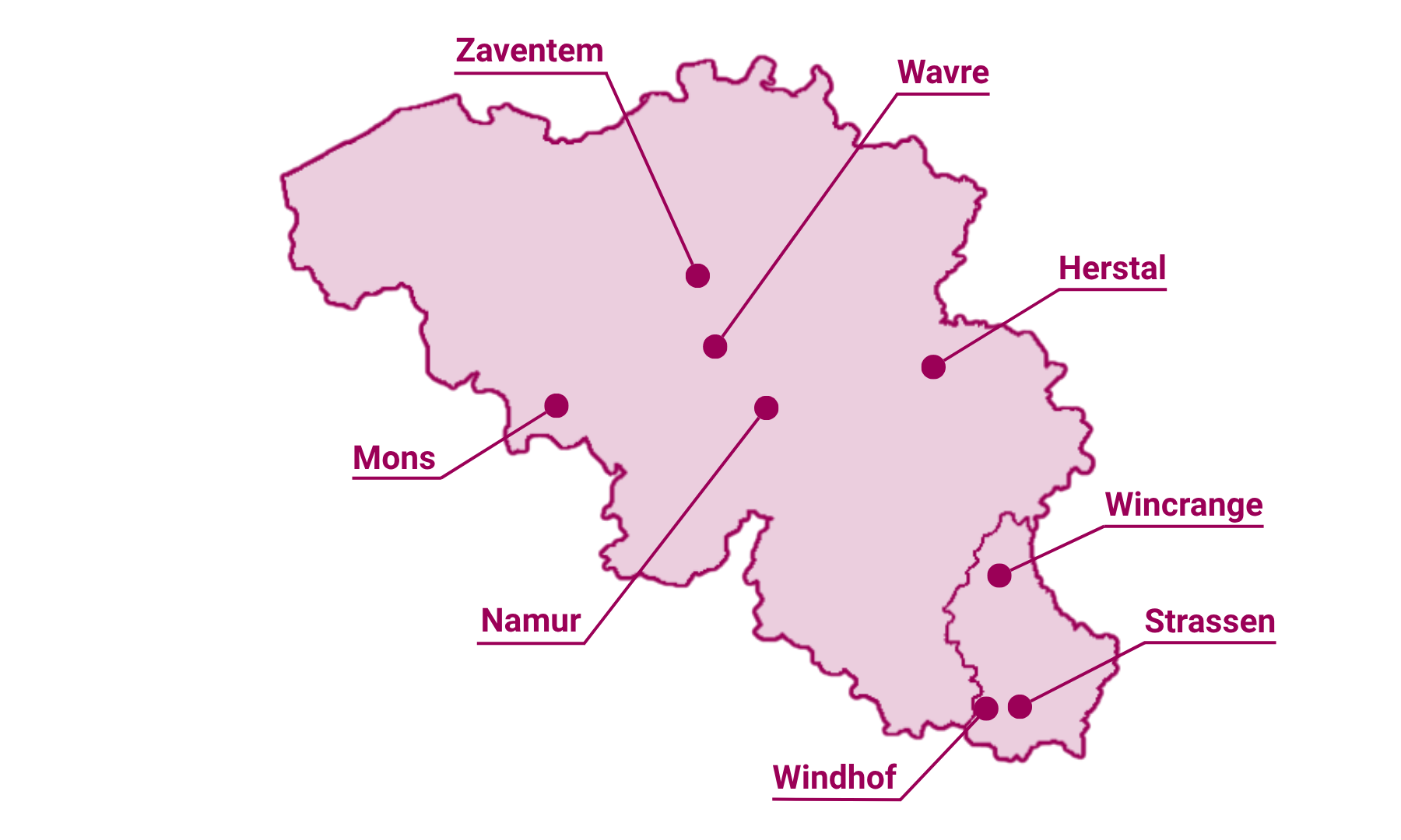 Carte bureaux IBGraf Belgique Luxembourg